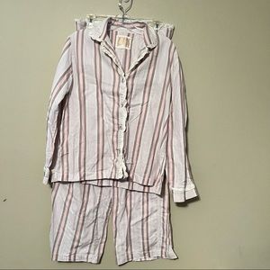 Victorias Secret Pink White Striped Pajama PJ Set Size Medium M